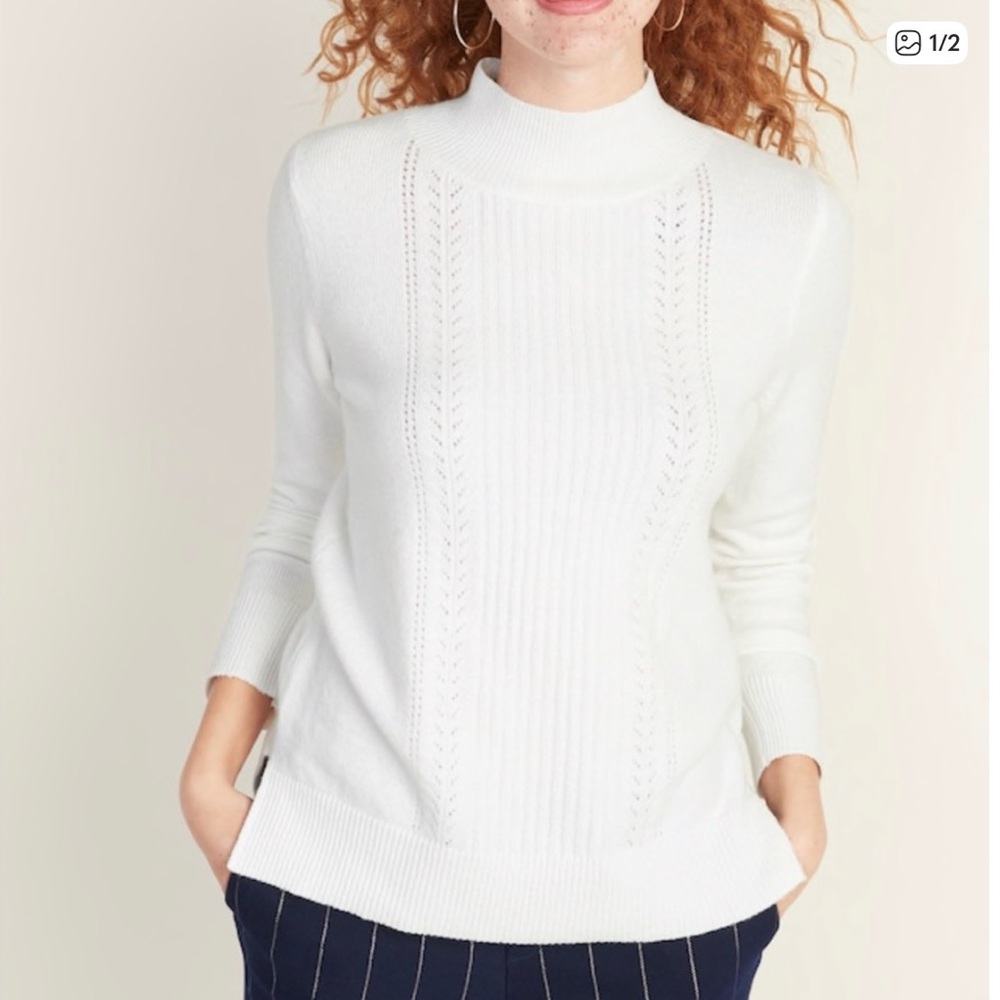 Old Navy Women's White Turtleneck cotton blend Sweater NWT